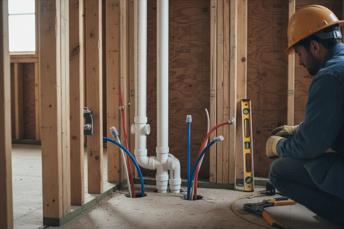 Drain and supply rough-in during Leak Detection in Mount Vision